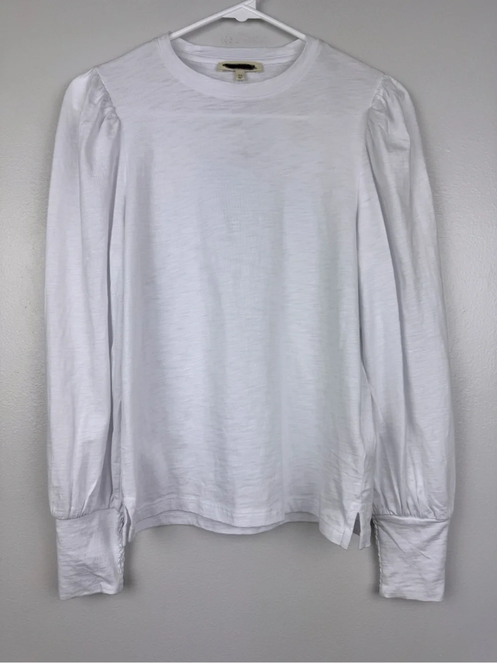 Madewell Soft Slub Jersey Cotton Smocked Long Sleeve Top White Size XS NWT